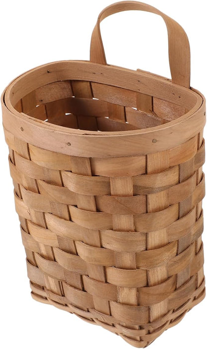 Woven Hanging Storage Basket for Makeup Items Wall Mounted Organizer with Natural Look Compact Design Versatile Planter for Home Kitchen and Balcony