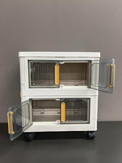 Kitchen Pantry Storage Cabinet, Tableware Cabinet, Spice Rack, Double-Layered 4-Door Foldable