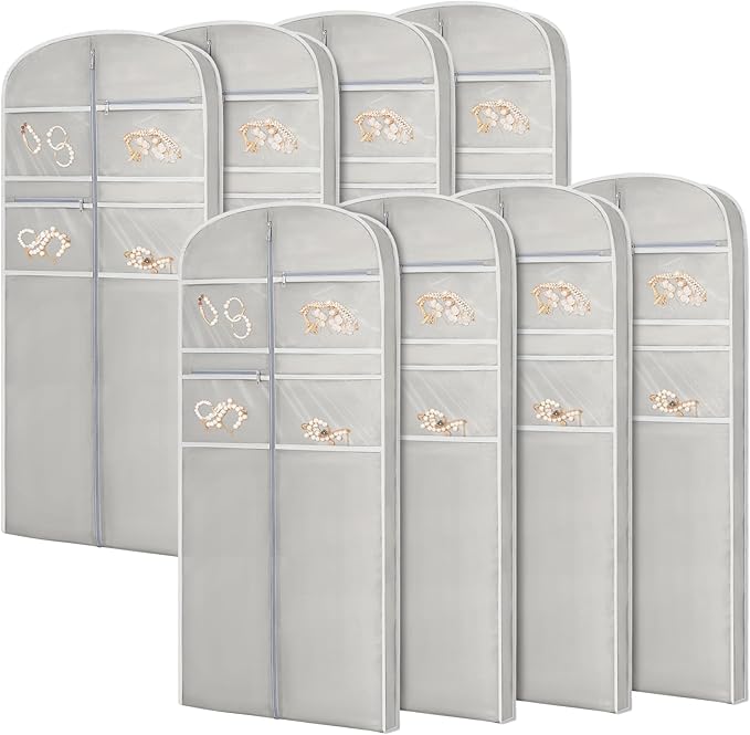 65" Garment Bag for Travel for Hanging Clothes Storage Hanging Suit Cover with Zipper and Accessory Storage for Coats, Dresses, Suits