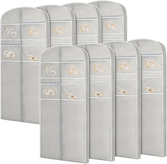 65" Garment Bag for Travel for Hanging Clothes Storage Hanging Suit Cover with Zipper and Accessory Storage for Coats, Dresses, Suits
