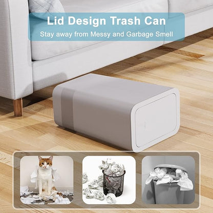 N. NETDOT 3 Pack (2 of 4 Gal & 1 of 2.6 Gal) Small Trash Can with Lid,Bathroom Garbage Can with Pop-Up Lid,Waste Basket for Bathroom,Kitchen,Bedroom,Powder Room,Craft Room,Office,College (Gray)