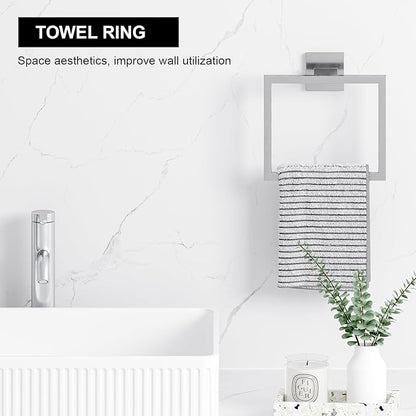 Bathroom Hardware Set Brushed Nickel 10-Pieces Bathroom Towel Rack SUS304 Stainless Steel Bath Towel Bar Set, Towel Racks Wall Mounted.