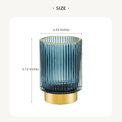 LEICURACE Makeup Brush Holder Organizer,Toothbrush Holders,Desk Pen Pencil Holder,Multifunctional Vintage Glass Brush Cup(A3-24-US)