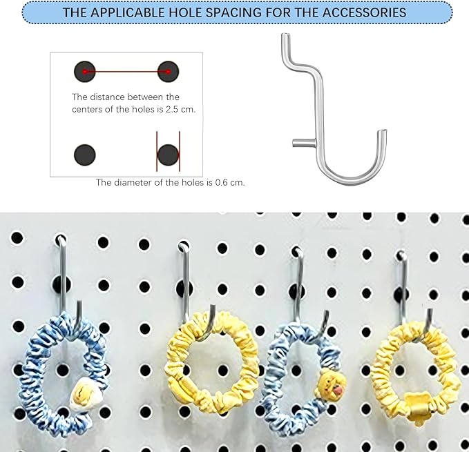 25Pcs J Style pegboard Hooks Stainless Steel Metal Pegboard Hooks Peg Board Wall Display Accessories for Jewelry Organizer Hanging Tools (Small)
