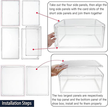 3BBYJL 10 Pack Acrylic Sneaker Shoe Display Case, Size 12.5 Clear Shoe Boxes Stackable Purse Handbag Collectibles Organizer with Magnetic Door, Size 12.5 for Men Women Shoes Rack