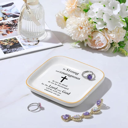 PUDDING CABIN Christian Gifts for Women Friends Faith Ring Dish, Religious Spiritual Gifts for Women Daughter Adult Sister Teen Girls Coworkers