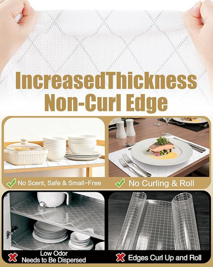 Shelf Liners for Kitchen Cabinets Non-Adhesive, Non-Slip Thickened Shelf Paper Waterproof Washable for Drawer Dresser Pantry Shelve Bathroom Protector Liner