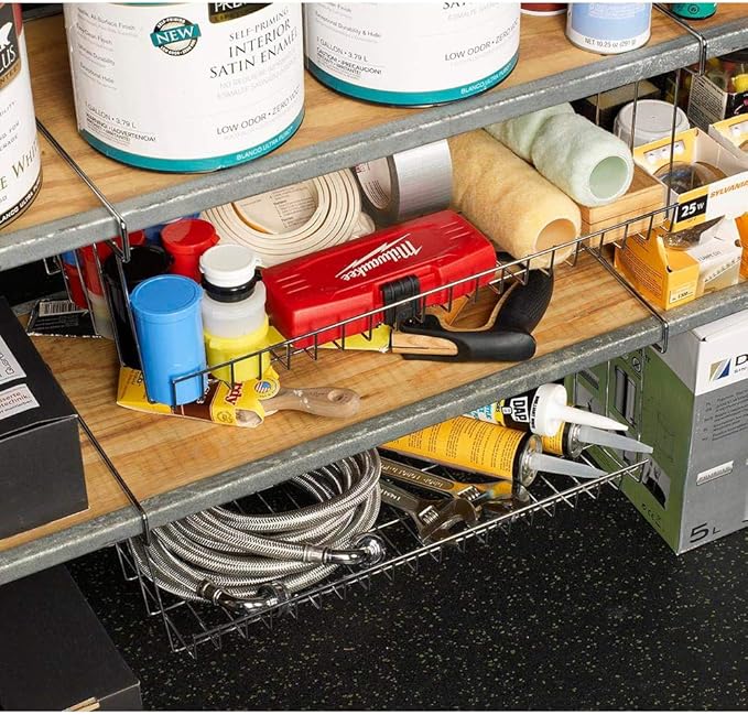 LTL Home Products WS-Z215430C More Inside Hanging Under Shelf Storage Basket, Medium, Chrome