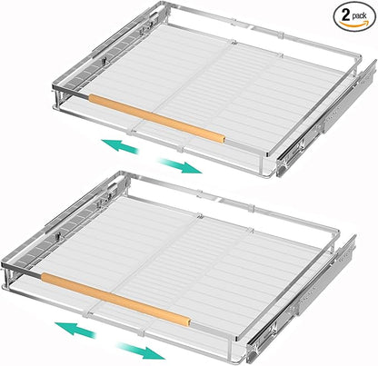 iPEGTOP 2 Pack Pull Out Cabinet Drawer Shelf Organizer, Extendable Sliding Slide Out Pantry Shelves Storage Heavy Duty for Kitchen Cabinets Under Sink, Adjustable Width 17.1~28" W x 22.4" D