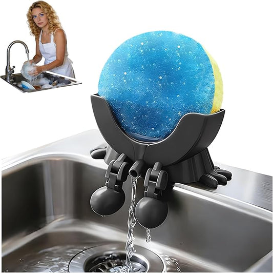 YHWABOICE Peeing Scrub Sponge Holder - Funny Sink Sponge Sponges Holder for Kitchen & Bathroom, Auto Draining Organizer, Kitchen Sink Drainer Rack (Black)