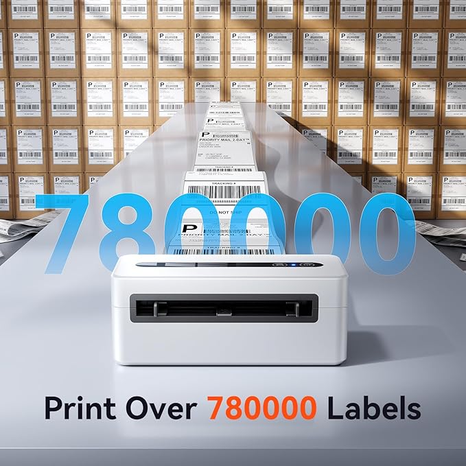 TATTMUSE Bluetooth Thermal Label Printer, 300DPI 4X6 Shipping Label Printer for Small Business, Receipt Thermal Printer Compatible with Phone, iOS, Android, Windows, Mac, Amazon, Ebay, Shopify, White