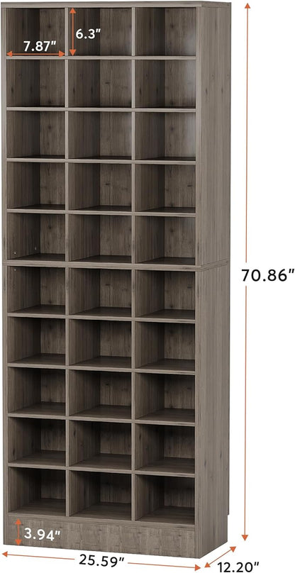 Tribesigns 10-Tier Shoe Storage Cabinet Set of 2, Gray Wooden Shoe Rack with 30 Cubbies, Freestanding Tall Entryway Shoe Organizer for Closet, Entryway, Living Room