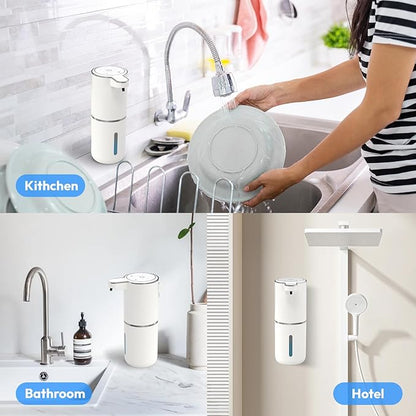 MTYGK Automatic Foaming Soap Dispenser,Touchless Foam Soap Dispenser,12.8oz Rechargeabled Wall Mounted Smart for Bathroom and Kitchen Dish Soap,Easy for Toddlers(White)
