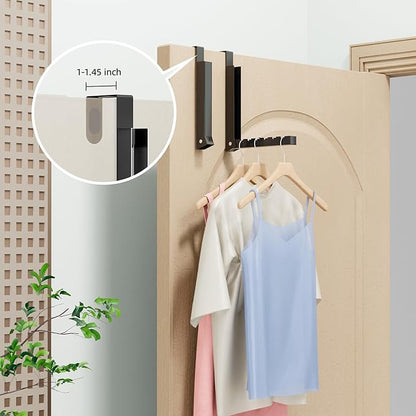 WLCSNG 4 Pack Over The Door Hanger, Folding Over The Door Drying Rack for Laundry,Overdoor Hanger Hook,Small Clothes Drying Rack for Dorm Portable Black