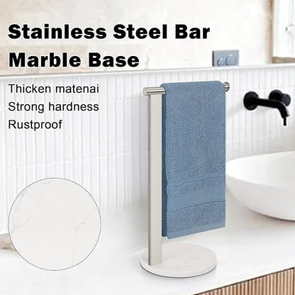 Stainless Steel L-Shaped Hand Towel Holder, SUS304 Bathroom Towel Rack with Thickened Base for Countertop Vanity (Brush Nickel)