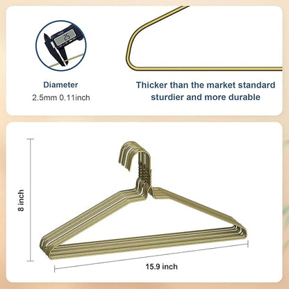 SPECILITE Wire Metal Clothes Hangers Bulk 100 Pack for Standard Size Suits, Coats, Shirts, Pants, Skirts, Space Saving, Non Slip,16 Inch 12 Gauge Ultra Thin, Bronze