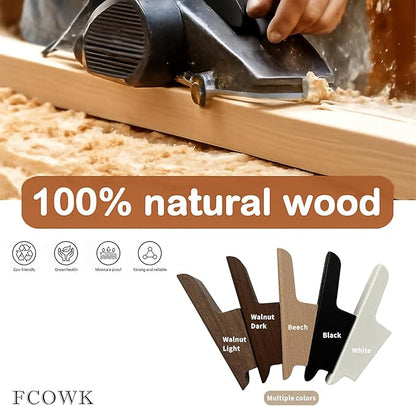 Wood Wall Hooks 4 Pack Coat Hooks Wall Mount Walnut Wooden Hooks for Hanging Hat, Bag, Backpack, Rustic Coat Hooks for Wall, Wood Towel Hooks for Bathrooms and Entryway Hooks (Walnut, Light)