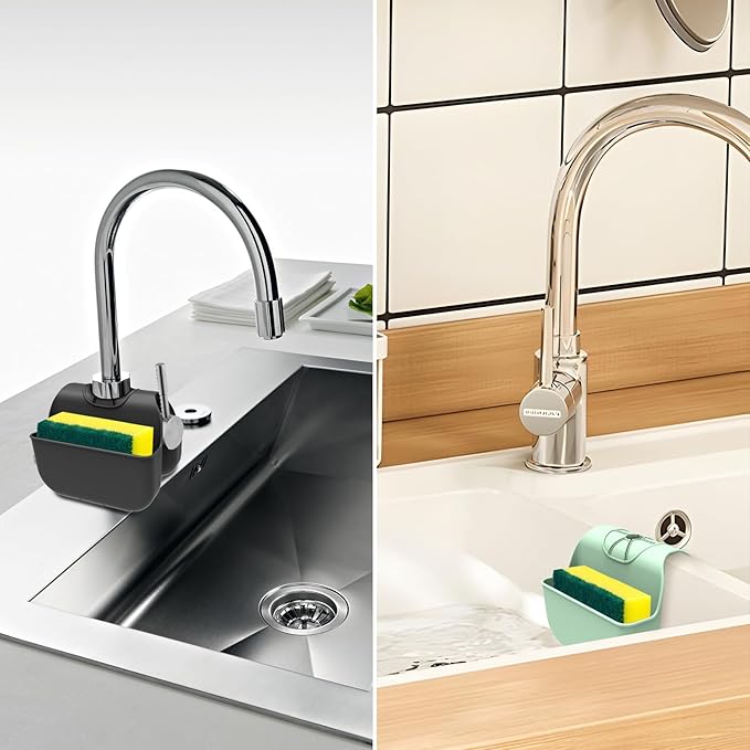 OKeanu Hanging Silicone Sponge Holder for Kitchen Sink, Green