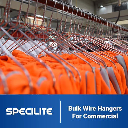 SPECILITE Wire Metal Clothes Hangers Bulk 150 Pack for Standard Size Suits, Coats, Shirts, Pants, Skirts, Space Saving, Non Slip,16 Inch 12 Gauge Ultra Thin, Silver