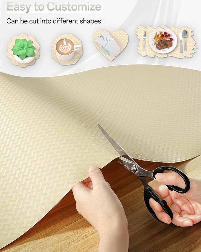 Shelf and Drawer Liner for Kitchen Cabinet, Non-Adhesive 12in x 120in Waterproof Contact Paper Refrigerator Liners Thickened Durable EVA Material Non Slip Mat for Dresser Cupboard Pantry Protector