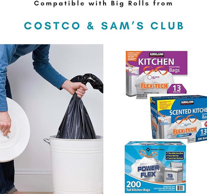 Cozee Bay Bamboo Trash Bag Dispenser with Lid, Trash Bag Holder Organizer, Garbage Bag Dispenser for Kitchen Countertop, Under Sink and Wall Mount - Extra Large (White)