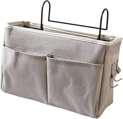 Cosiki Bedside, Bedside Storage/Bedside Hanging Storage Bag Hanging Desk Organizer for Headboards Bunk Beds Dorm Rooms Book Phone Magazine Holder (Grey)