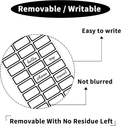 STARLIBOO Removable Labels, Blank Freezer Labels for Food Containers, 1x2 Inch Freezer Stickers/Waterproof Labels/ (Black Border, 360 Labels)