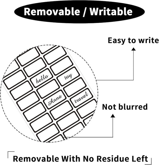STARLIBOO Removable Labels, Blank Freezer Labels for Food Containers, 1x2 Inch Freezer Stickers/Waterproof Labels/ (Black Border, 360 Labels)