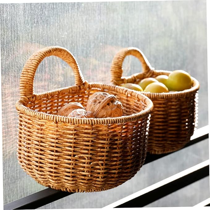 Decorative Woven Storage Basket for Kitchen Wall Mounted Egg and Vegetable Organizer High Grade Garlic and Ginger Container Elegant Design for Home Organization
