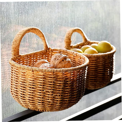 Decorative Woven Storage Basket for Kitchen Wall Mounted Egg and Vegetable Organizer High Grade Garlic and Ginger Container Elegant Design for Home Organization