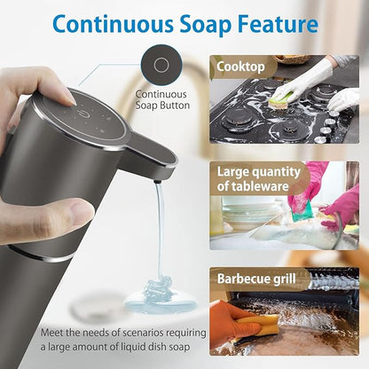 Gotofine Automatic Liquid Soap Dispenser,4-Level Adjustable, Wall Mount,USB Rechargeable,12.8oz/ 380ml,Touchless Hand & Dish Soap Dispenser for Bathroom, Kitchen,Hotel, Restaurant