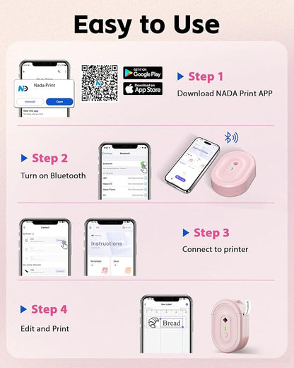 N12 Label Maker Machine with Tape, Mini Bluetooth Label Printer, Small Labeler Portable Thermal Label Makers Multiple Templates for Home School Office Kitchen