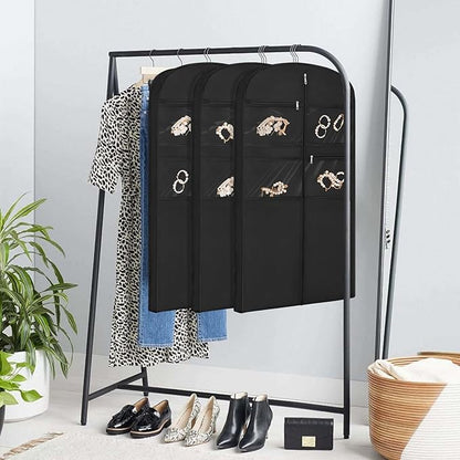 43" Garment Bag for Travel for Hanging Clothes Storage Hanging Suit Cover with Zipper and Accessory Storage for Coats, Dresses, Suits