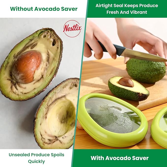 Avocado keeper, Avocado Savers, Veggie Savers- 4pcs Avocado Storage Containers For Fridge Onion Storage Containers Silicon Seal to Wrap Half Cut Fruits Tomato Savers