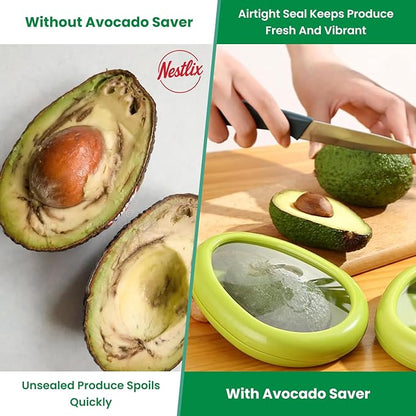 Avocado keeper, Avocado Savers, Veggie Savers- 4pcs Avocado Storage Containers For Fridge Onion Storage Containers Silicon Seal to Wrap Half Cut Fruits Tomato Savers