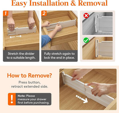 Lifewit 4" High 9 Pack Drawer Dividers, 10.5-16.5" Drawer Divider for Clothes, Adjustable Dresser Drawer Organizers, Plastic Drawers Separators for Clothes, Bedroom, Bathroom, Kitchen, Closet