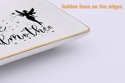Topthink Godmother Proposal Gifts from Godchild - 2025 Christmas Gifts-Birthday Baptism Mothers Day Present for Godmother - Ceramic Jewelry Holder Ring Dish Trinket Tray