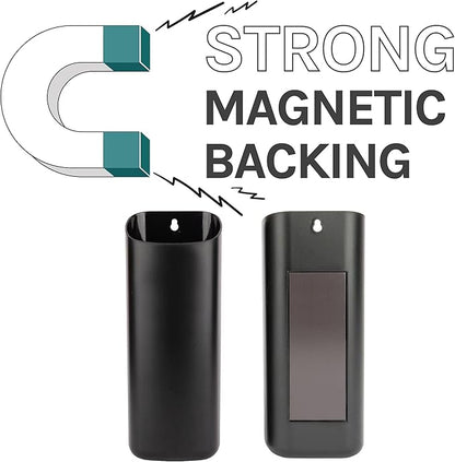 JS Jackson Supplies Small Black Lint Bin with Magnetic Back, Slim Profile Space Saving Trash Bin and Organizer for Laundry, Wall Mountable