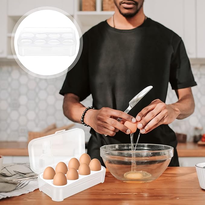 OUNONA 1Pcs 8 Grid Egg Holder, Egg Holder Camping Carrier, Plastic Container, Shockproof Storage Box, Crisper Carrier Case for Refrigerator Camping Picnic Travel Kitchen Outdoor, Clear
