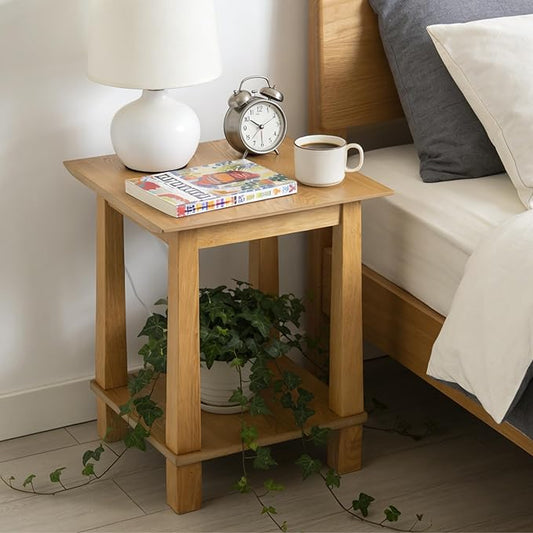 chairus Square Nightstands Set of 2, Modern Accent End Table with 2-Tier Storage Shelf, Solid Wood Small Side Table for Living Room/Bedroom, Natural