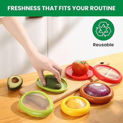 Avocado keeper, Avocado Savers, Veggie Savers- 4pcs Avocado Storage Containers For Fridge Onion Storage Containers Silicon Seal to Wrap Half Cut Fruits Tomato Savers