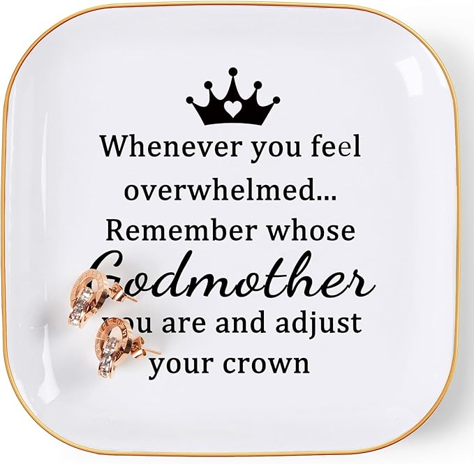 COZITED Godmother Gifts from Godchild, ...Remember Whose Godmother You Are... Gifts for Godmother Jewelry Dish Tray, Godmother Proposal Gift for Godmother Birthday Christmas Mothers Day