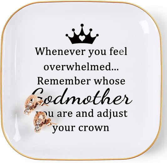COZITED Godmother Gifts from Godchild, ...Remember Whose Godmother You Are... Gifts for Godmother Jewelry Dish Tray, Godmother Proposal Gift for Godmother Birthday Christmas Mothers Day