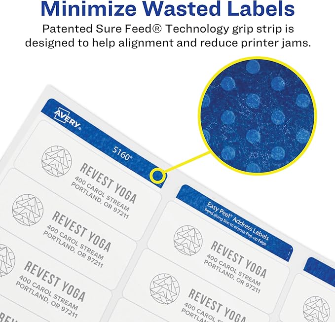 Avery High Visibility Printable Round Labels with Sure Feed, 2.5" Diameter, White, Laser Printer, 300 per Pack, 2 Packs, 600 Customizable Blank Labels Total (45294)