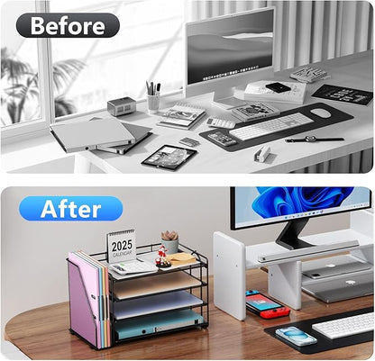 gianotter 4-Tier Paper Organizer With Magazine Holder, Desk Organizers and Accessories, Desk Accessories & Workspace Organizers, File Organizer for Office Supplies Storag (Black, 4-Tier)