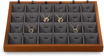 Yinbeini Necklace Storage, Wood Jewelry Trays For Drawers,Black Earring Organizer, Premium Jewelry Display Tray For Pendant