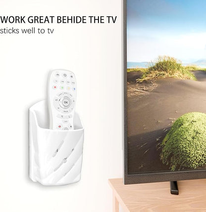 Remote Control Wall Mount 2Pcs Stylish Remote Organizer ABS Plastic Storage Box for TV AC Fan Remotes, No-Drill Adhesive or Screw Installation for Bedroom Headboard Office (White)