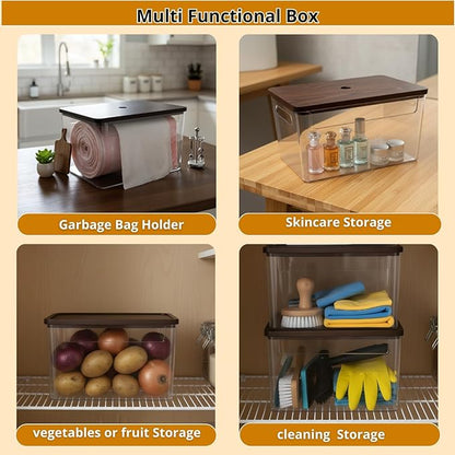 Nina's Stackable Storage With Wood Pine Top for Laundry Room Organization, Extra Large Trash Bag/Garbage Bag Dispenser, Under Sink Organizer, Pantry Organizers , Trash Holder