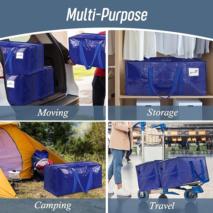 Veradome Extra Large Moving Bags with Zippers & Carrying Handles, Heavy-Duty Storage Tote Moving Boxes for Space Saving (6)