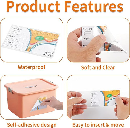 44 Pack Adhesive Pockets, Bin Labels for Storage Bins, Clear Label Holder, Index Card Holder 2x3.5 Inches, Plastic Storage Tote Labels for Organizing Bins Box Drawer